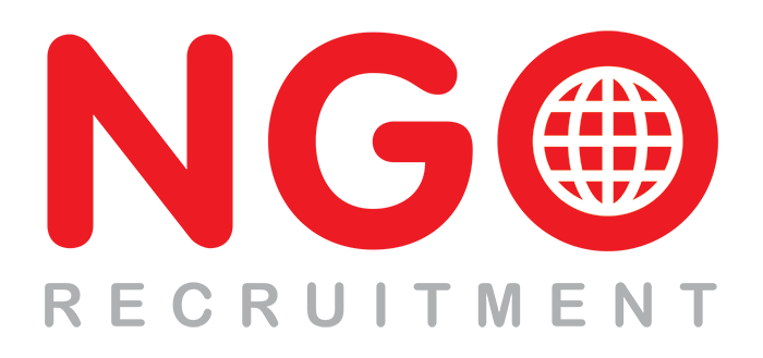 Logo for NGO Recruitment, featuring red text 