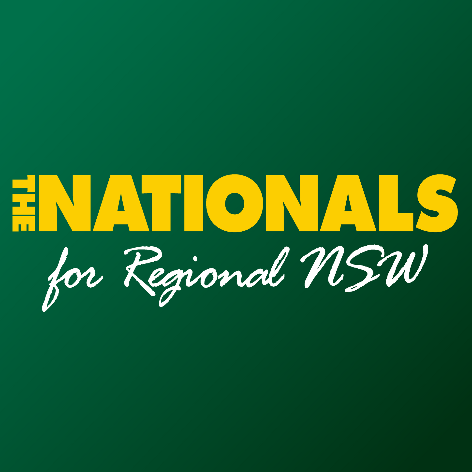 Logo for The Nationals party: yellow text 