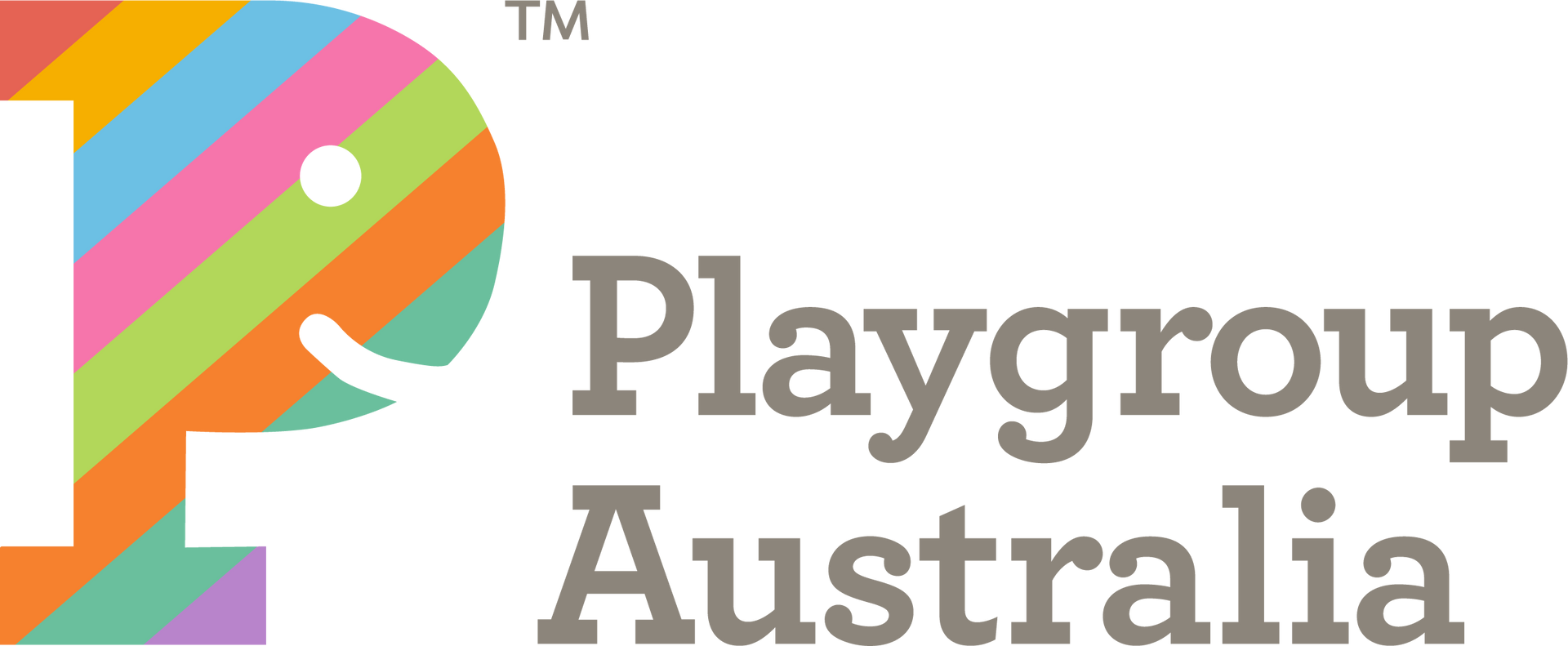Logo of Playgroup Australia, featuring a colorful letter 
