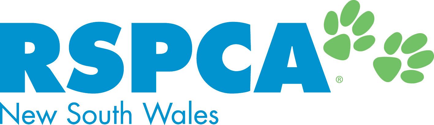 RSPCA New South Wales logo with teal text and green paw prints.