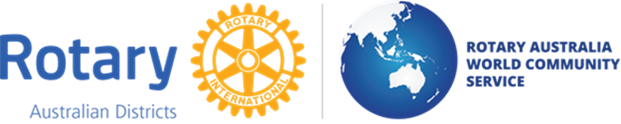 Logos for Rotary Australian Districts and Rotary Australia World Community Service.