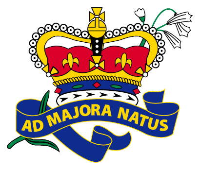 Royal crown emblem with ribbon: 