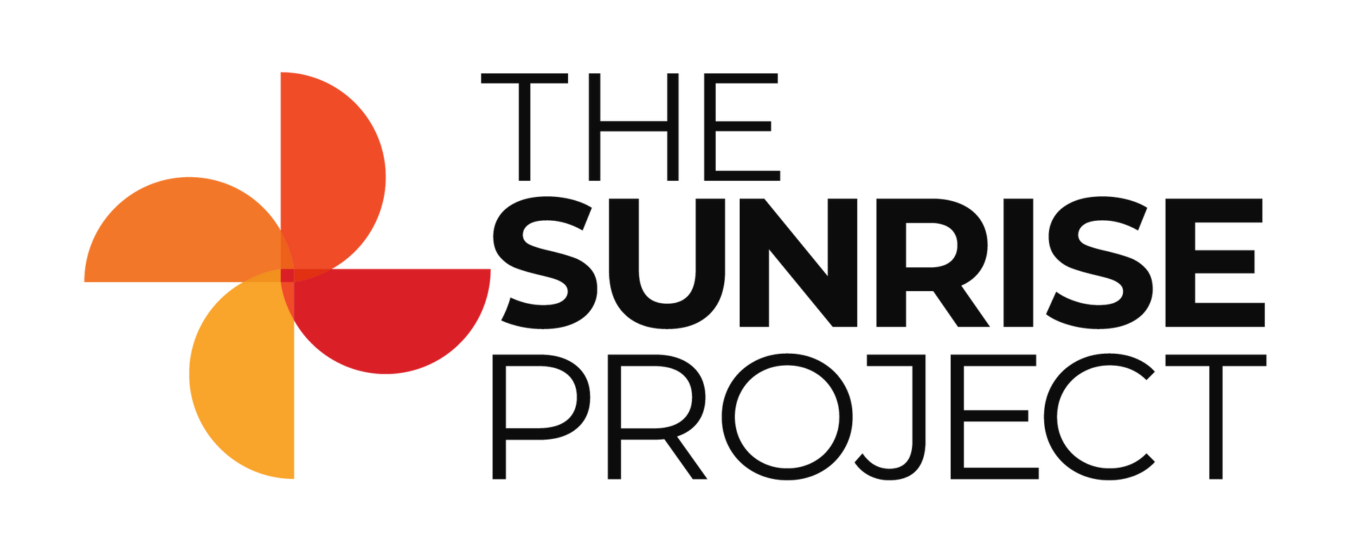 Logo of The Sunrise Project: a colorful pinwheel graphic next to black text.