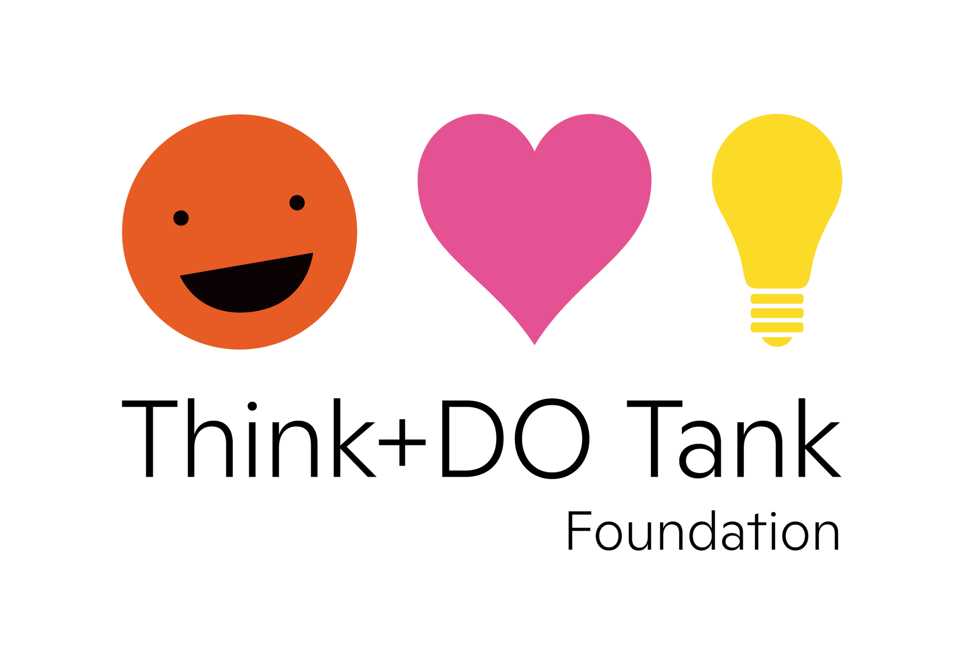 Logo: Orange smiley face, pink heart, yellow lightbulb above 