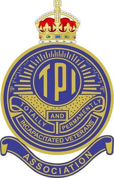 Emblem of the Totally and Permanently Incapacitated Veterans Association. Blue and gold with a crown at the top.