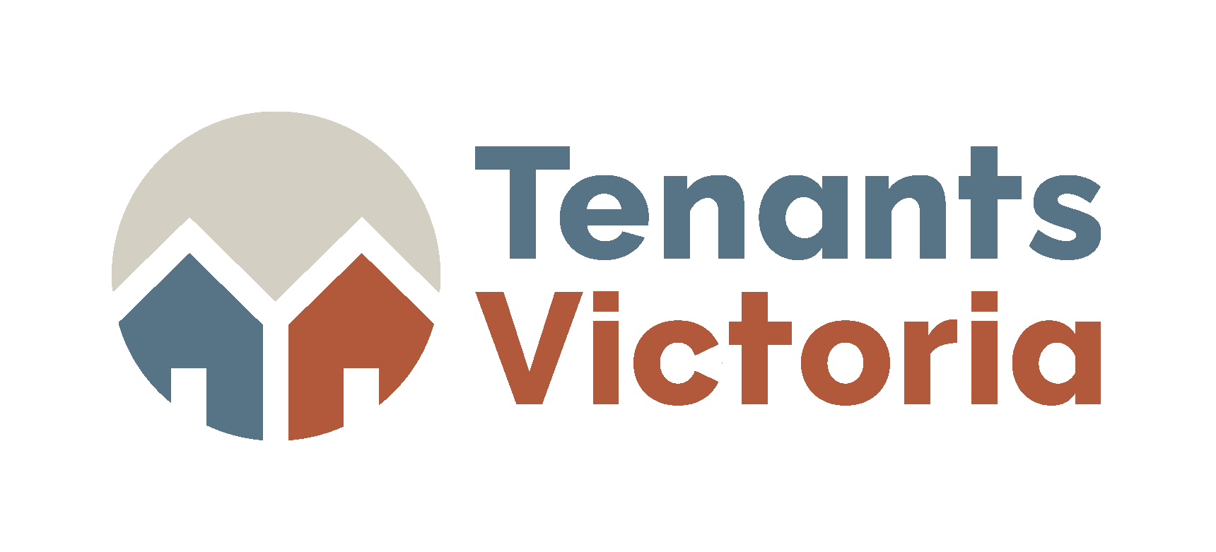 Logo of Tenants Victoria: text beside a circle containing two house shapes.