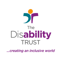 Logo: Teal and purple abstract figure with an orange dot above 