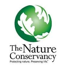 Logo for The Nature Conservancy: a green globe with a white leaf design, and black text below.