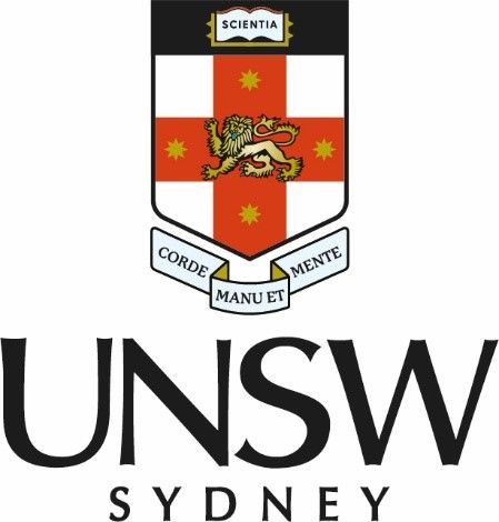 UNSW Sydney logo: Crest with lion and motto over 