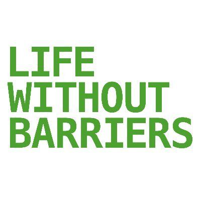 Green text: LIFE WITHOUT BARRIERS on a white background.