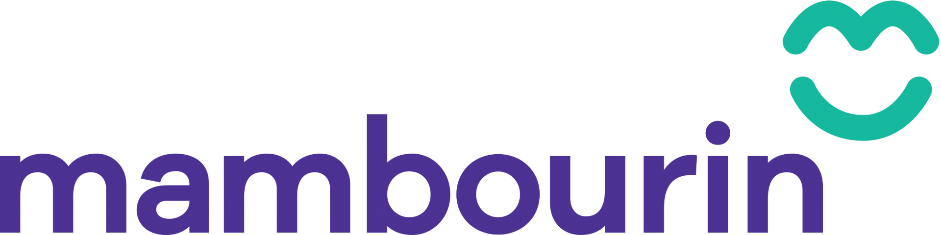 Mambourin logo. Purple text with a teal smiling face icon.