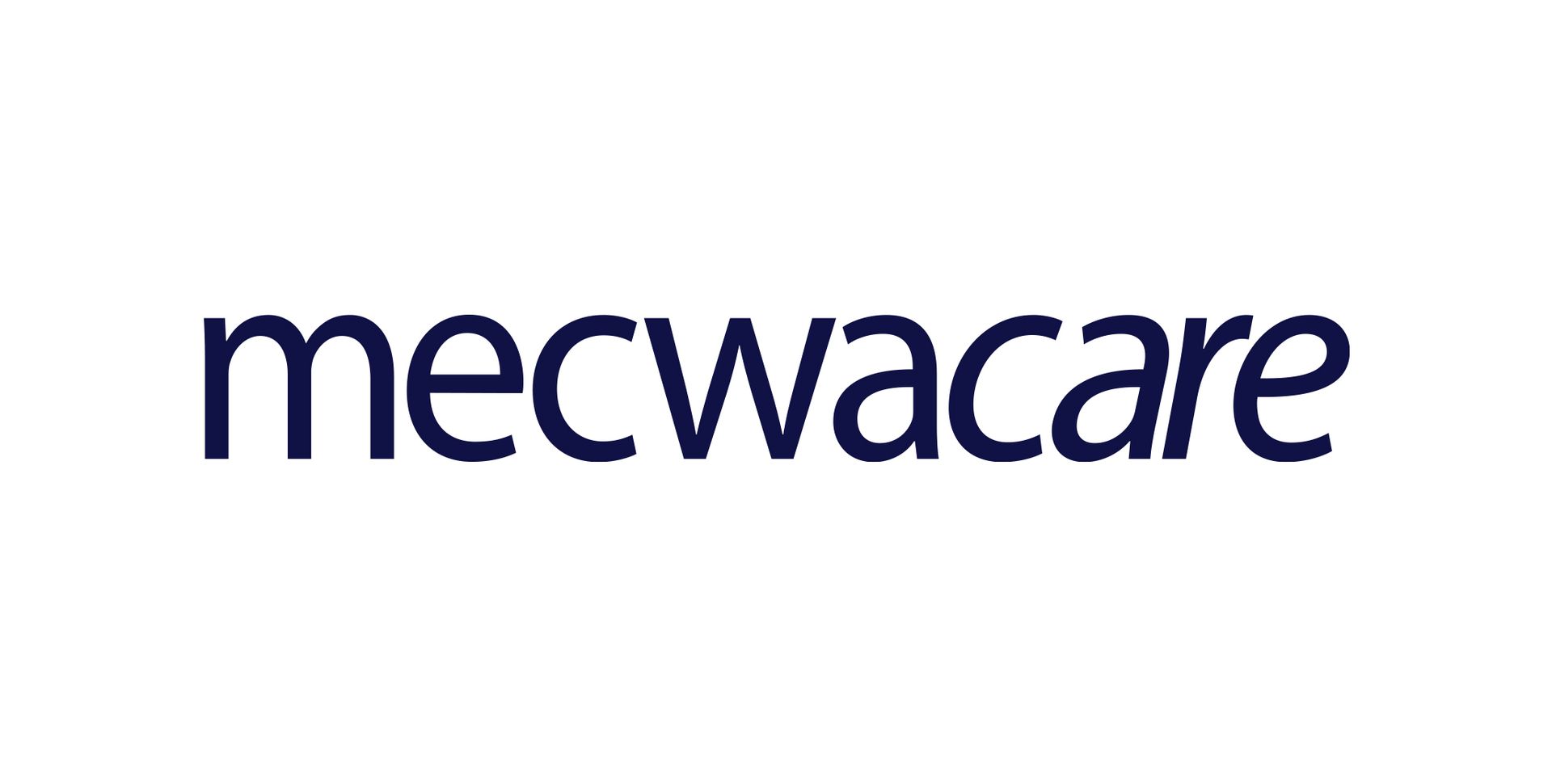 Mecwacare logo in dark blue text on a white background.