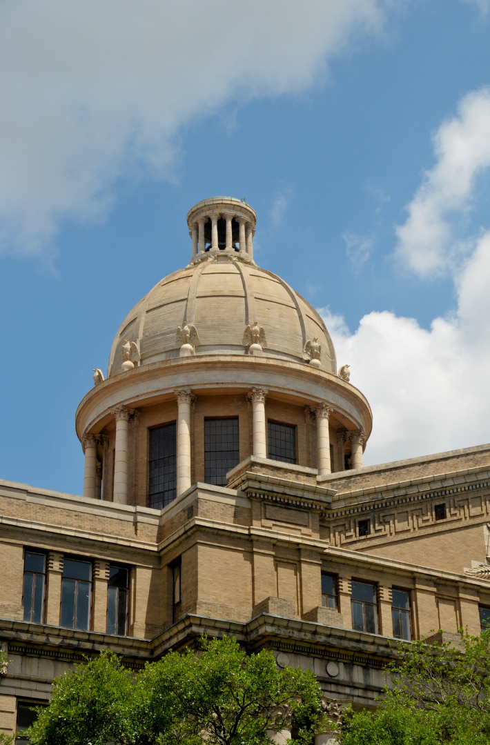 A dome on top of a building with a blue sky in the background