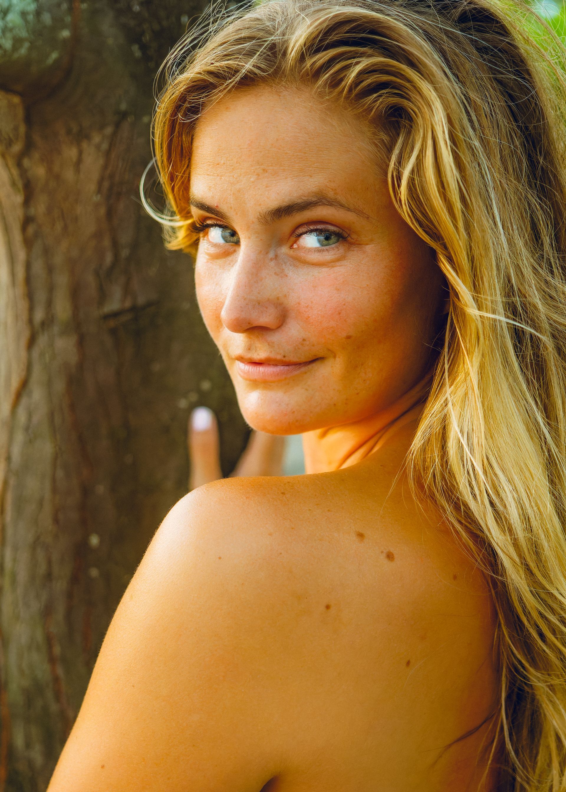 Caroline, blonde hair art model in Nicaragua with extraordinary eyes, poising for Beauty In Space - Will Evans