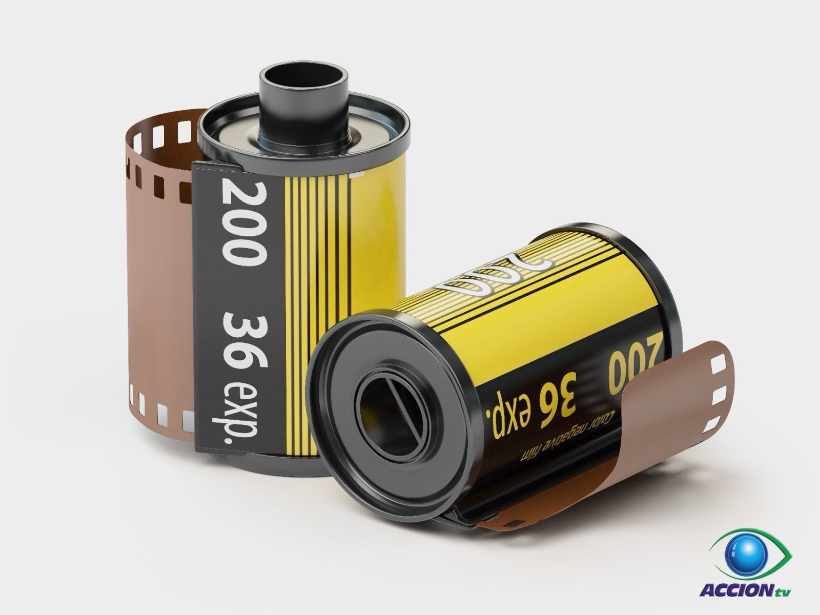 Dos rollos de película Kodak 200 de 36 exp sobre un fondo blanco