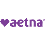 Purple Aetna logo with heart symbol on white background