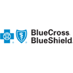BlueCross BlueShield logo with blue cross and shield icons and black text