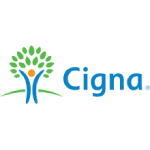 Cigna logo with green and blue abstract people icon and blue text