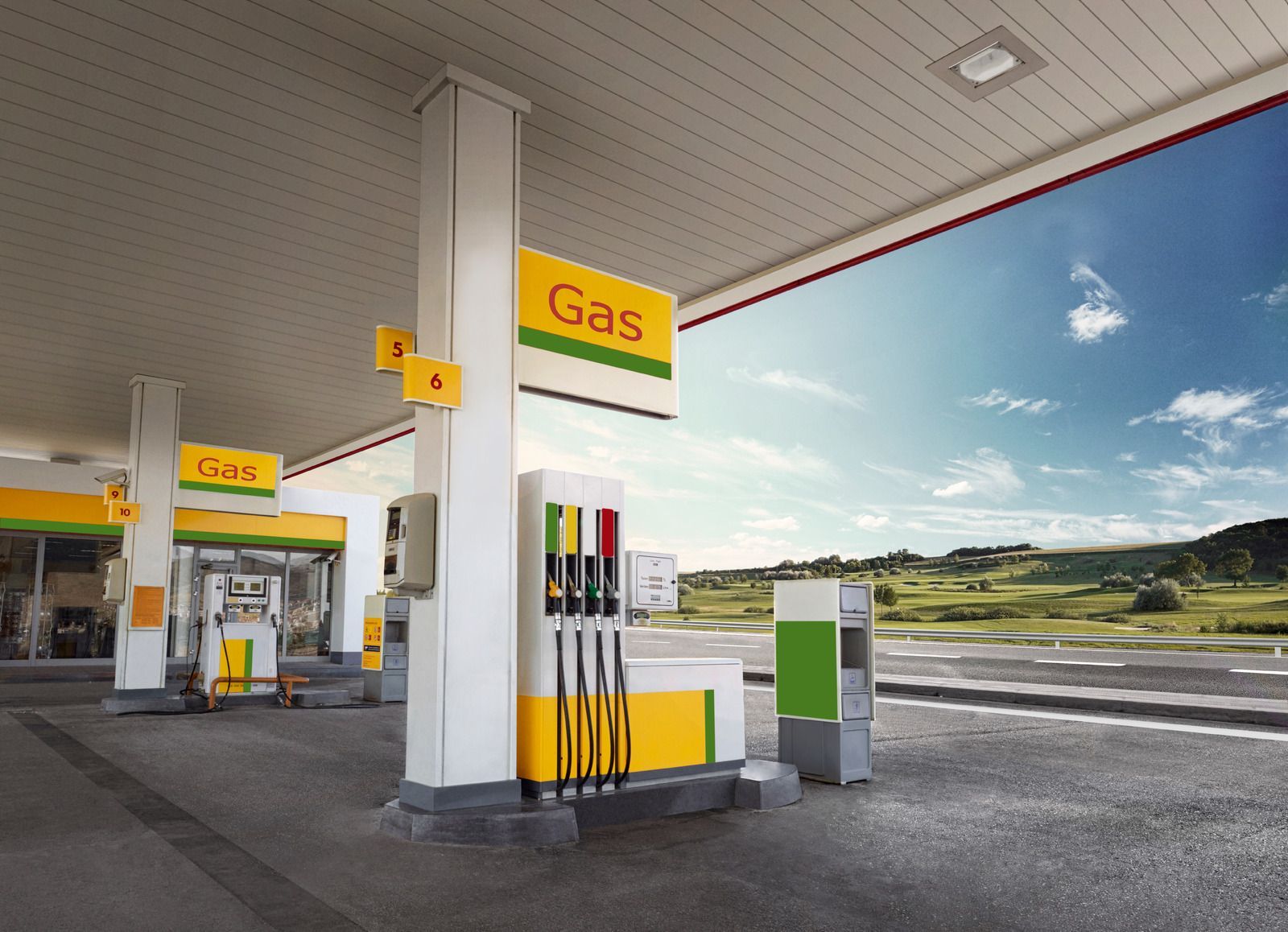 A gas station with a sign that says gas on it