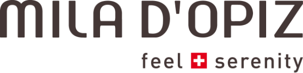 A logo for mila d' opiz that says feel serenity