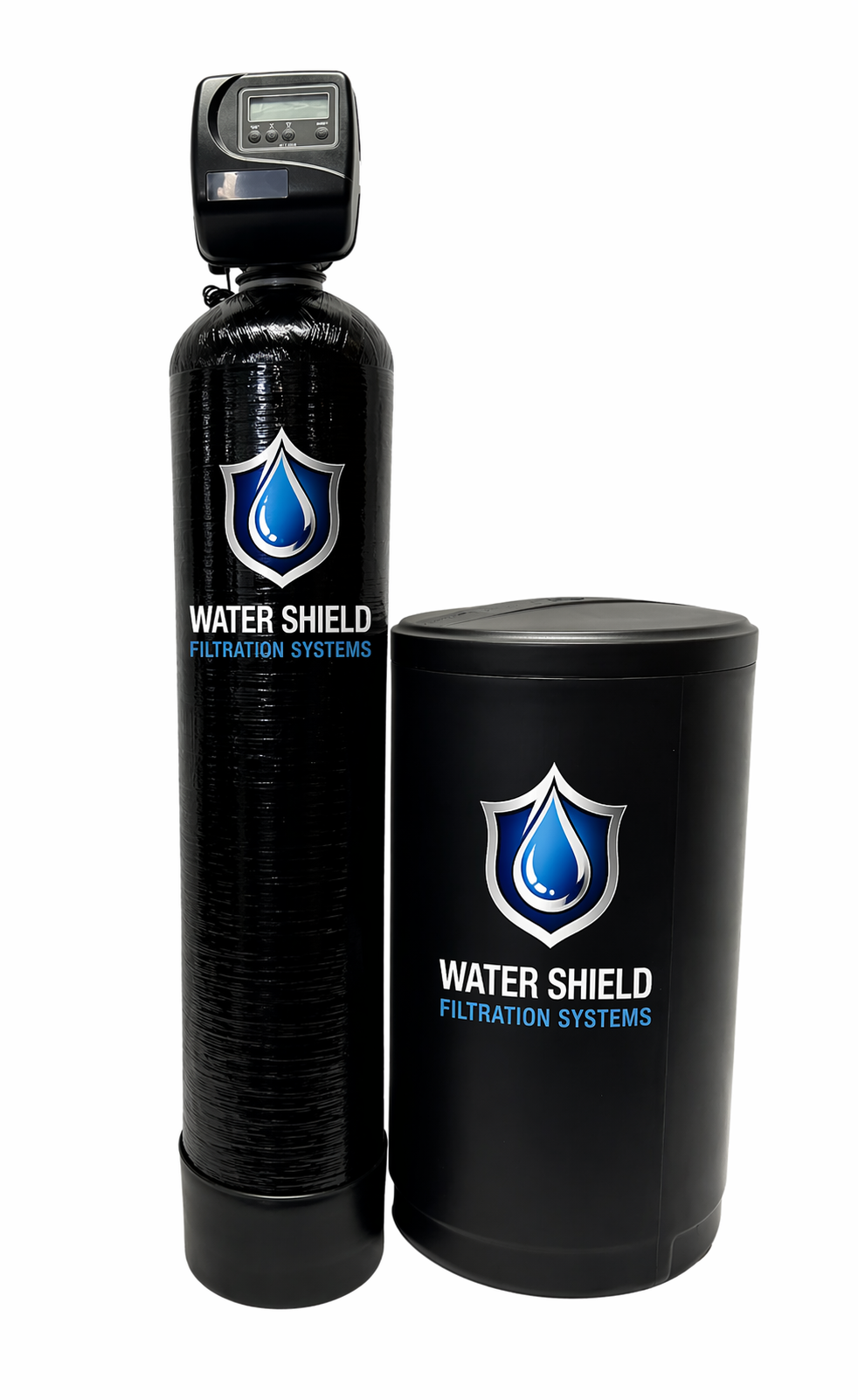 Under-sink water filtration system with tank, filters, and plumbing inside a cabinet Under-sink water filtration system with tank, filters, and plumbing inside a cabinet