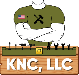 A logo for knc llc shows a man with his arms crossed