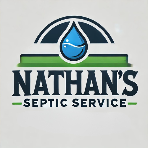 The logo for nathan 's septic service has a drop of water on it.