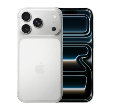 Weißes iPhone mit Rückseite mit Kamera-Array und Vorderseite mit Display.