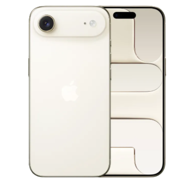 Weißes iPhone, Rückansicht, mit Einzelobjektivkamera, neben einem weißen Telefon mit ausgeschnittenem Design auf dem Bildschirm.