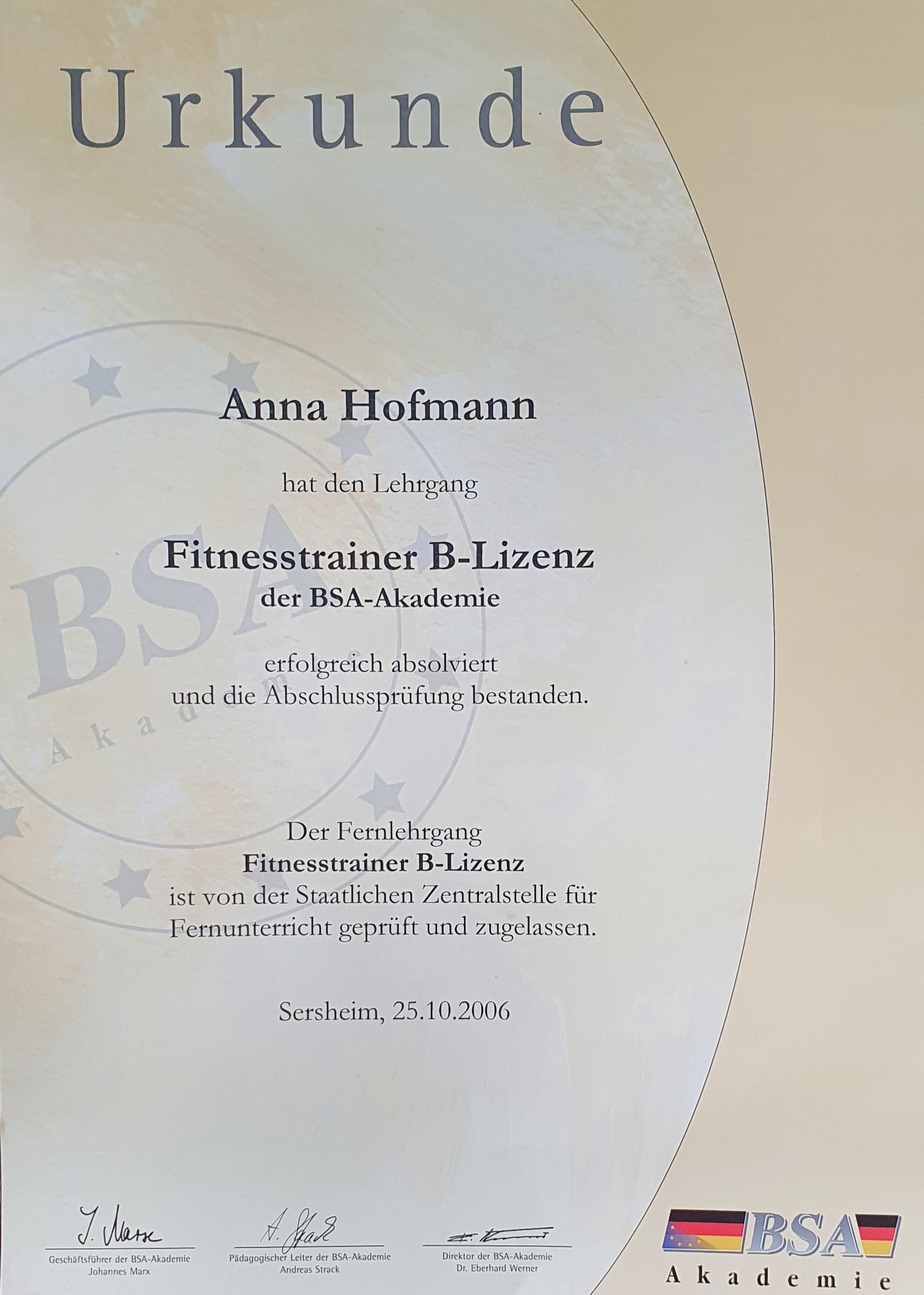 Fitnesstrainer B-Lizenz BSA Saarbrücken