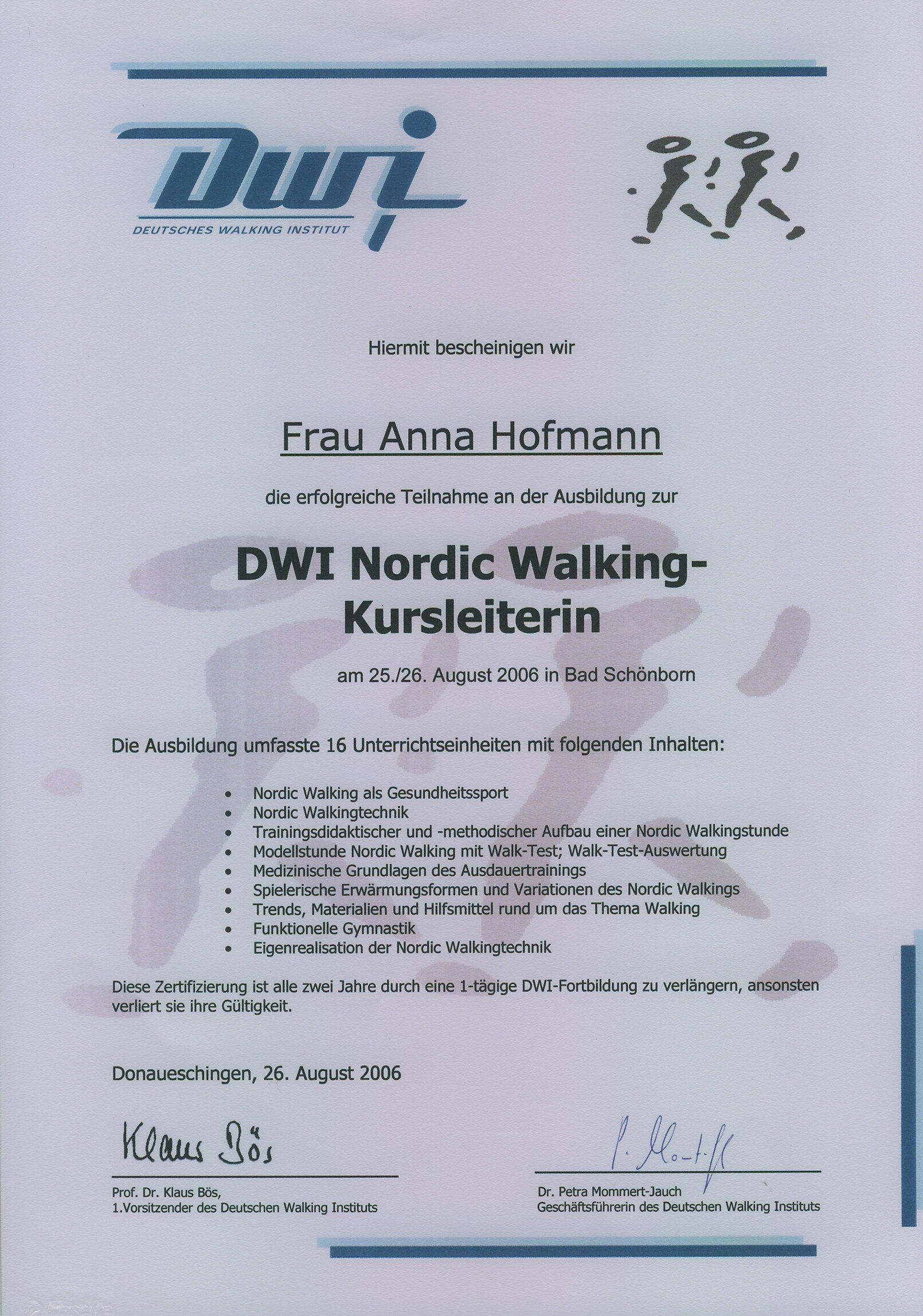 DWI Nordic Walking Kursleiter