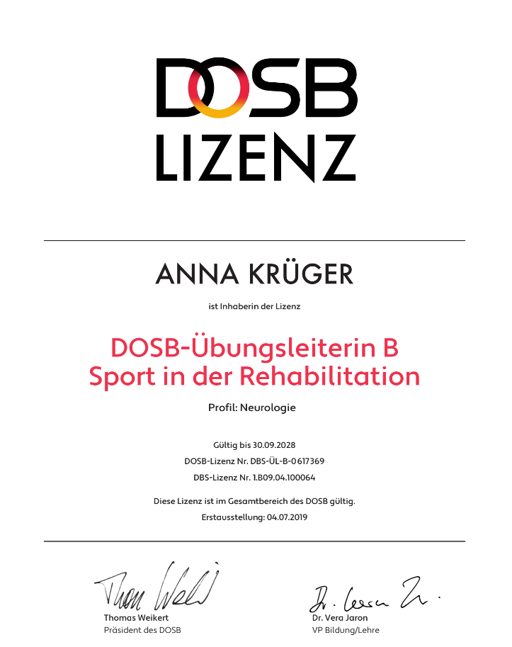 DOSB Übungsleiter B Sport in der Rehabilitation Neurologie