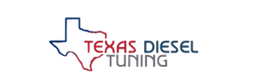 Texas Diesel Tuning logo with a red Texas outline and blue and red text on a white background