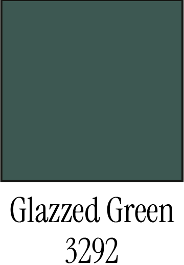 Un échantillon de couleur vert sarcelle foncé étiqueté « Vert glacé 3292 » en dessous.