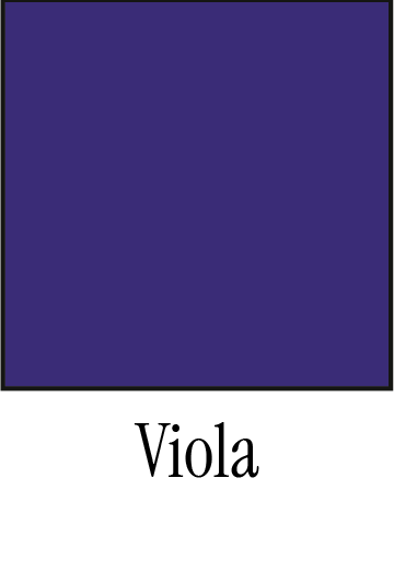 Un carré violet foncé portant l'inscription « Viola » en noir en dessous.
