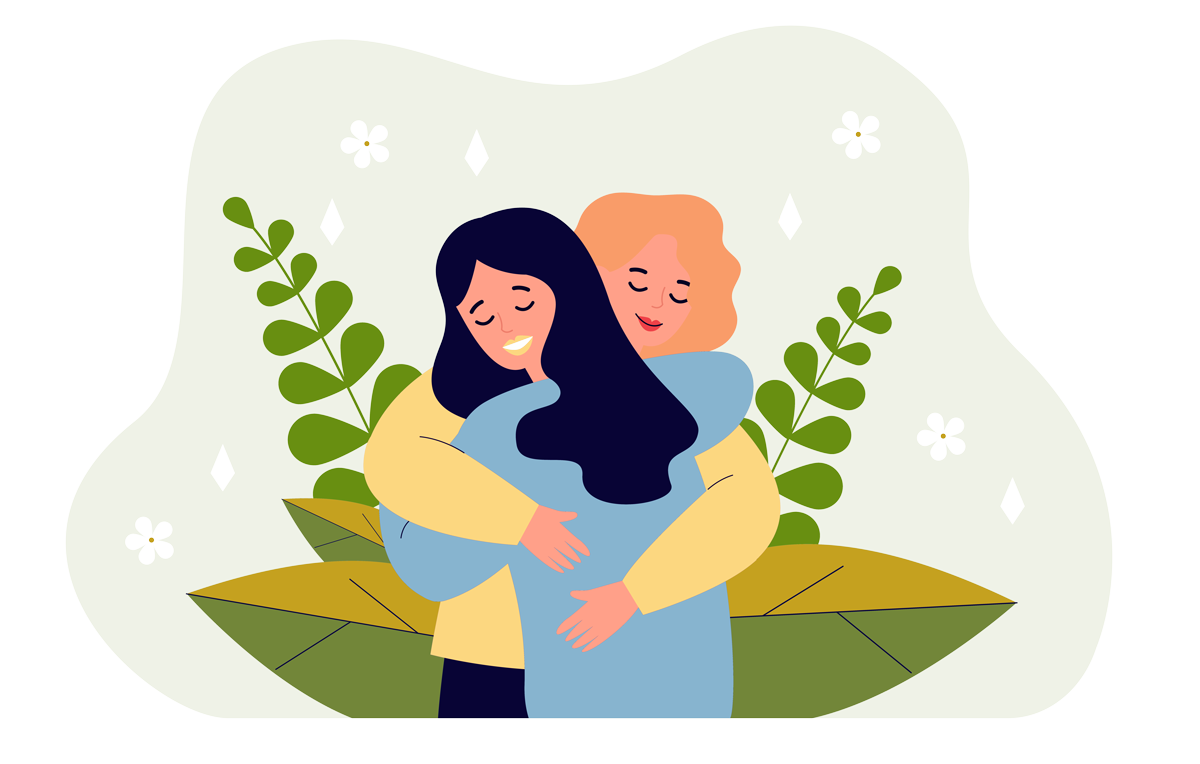 A man and a woman are hugging each other in a park.