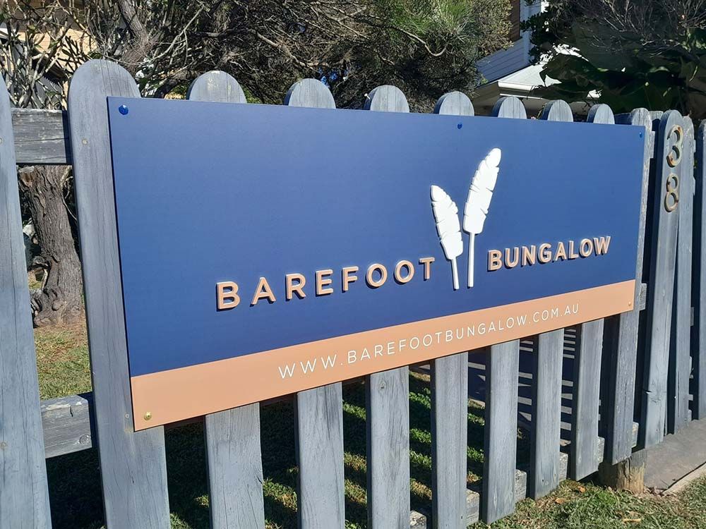 Barefoot Bungalow Fence Sign — Shogun Signs & Print