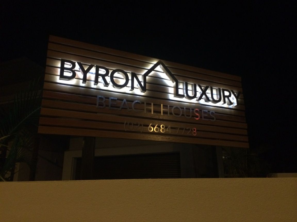 Backlit Sign For Byron Luxury Beach Houses — Shogun Signs & Print