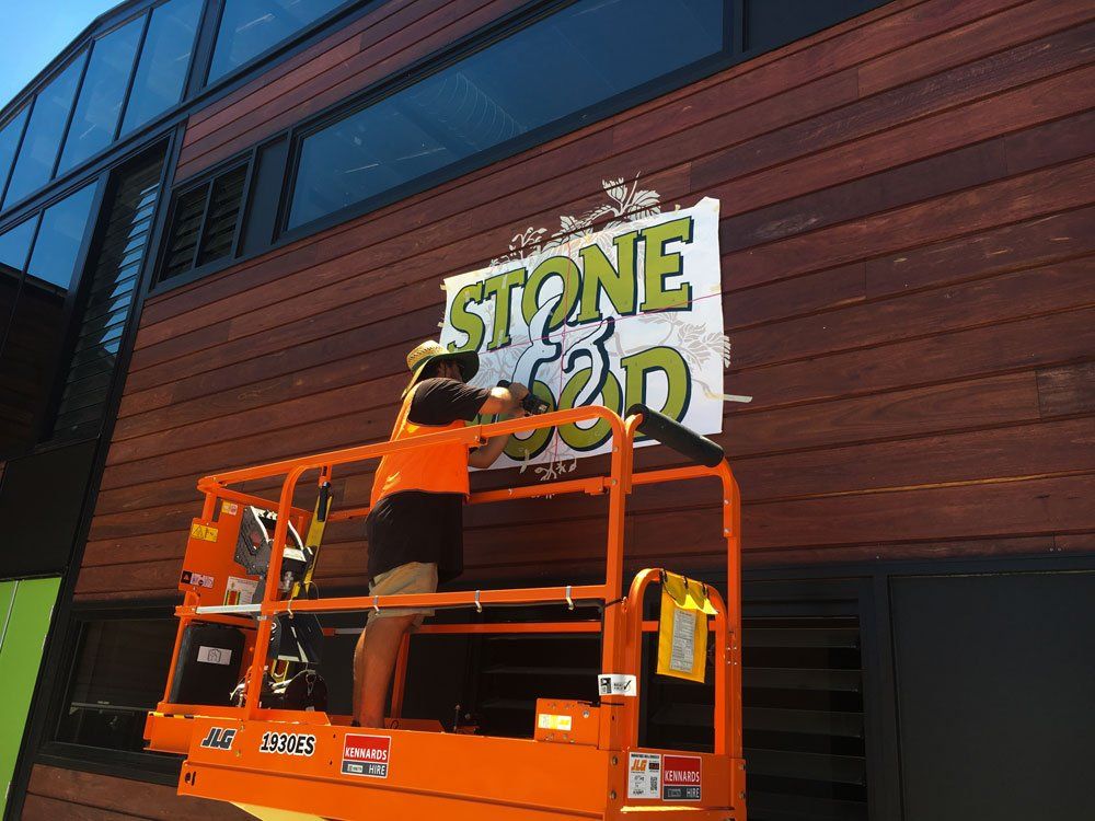 Team Working for Stone Wood Logo — Custom Signs in Byron Bay NSW