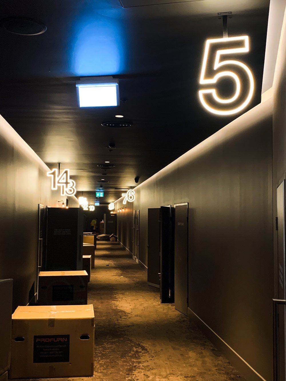 Palace Cinemas Hallway with Numbers — Custom Signs in Byron Bay NSW