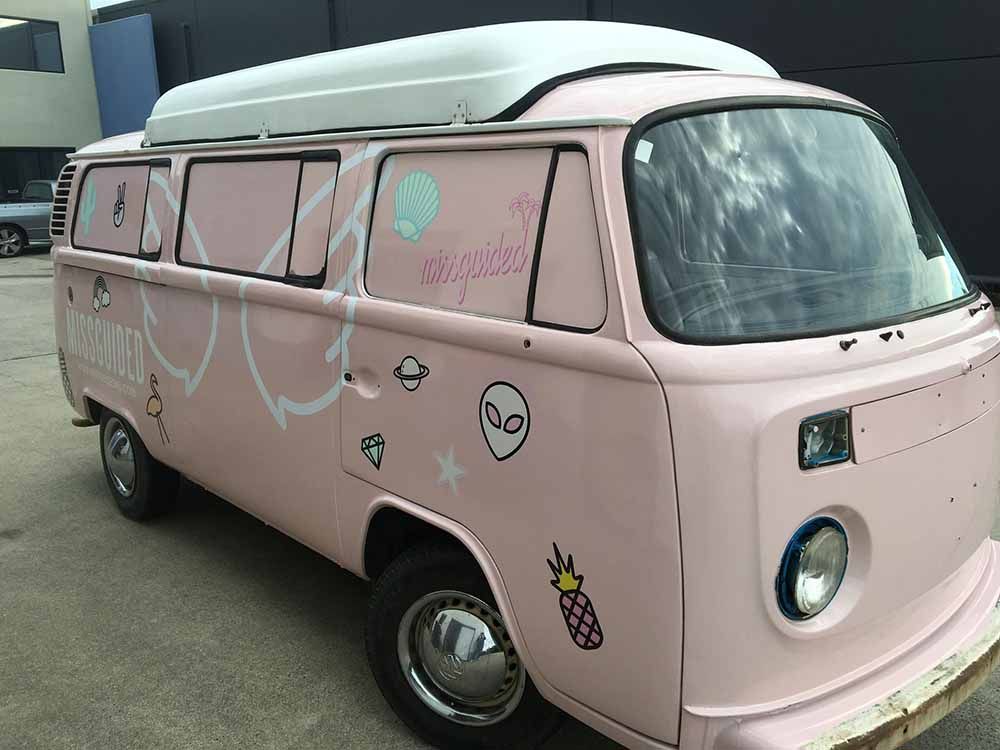 Pink Kombi Van With Artful Decals — Shogun Signs & Print