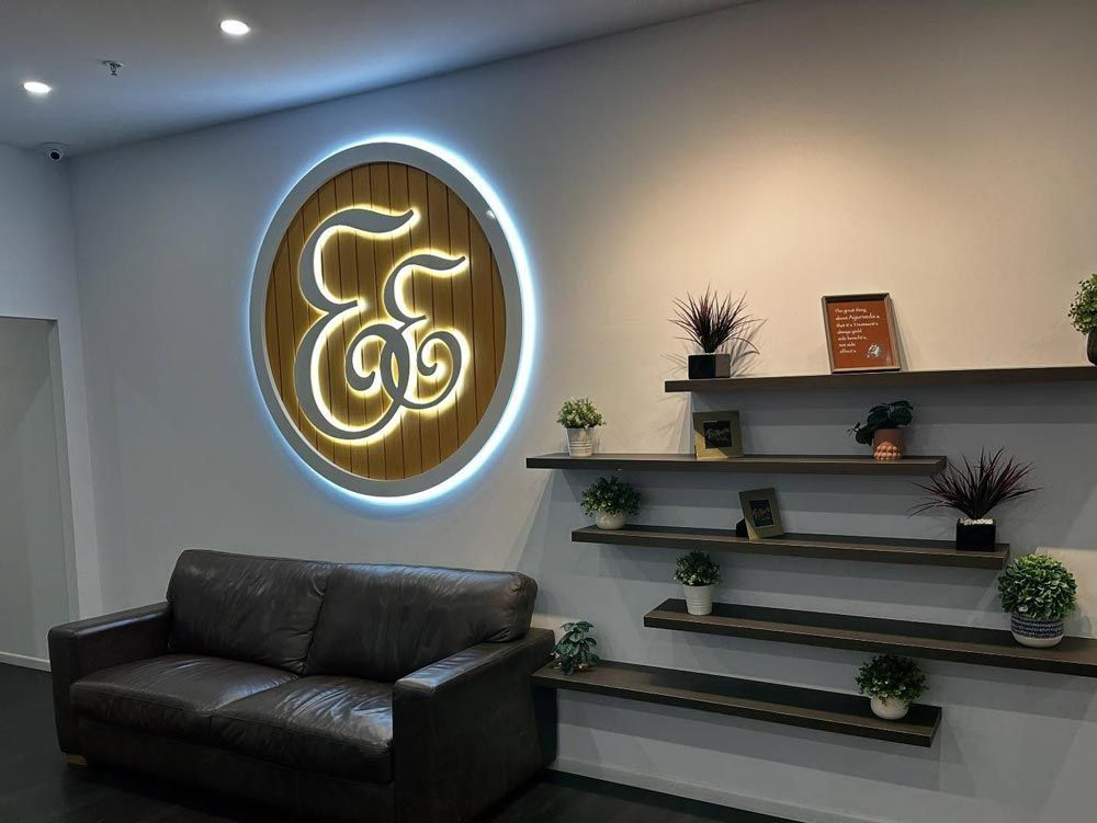 Illuminated Signage At Night