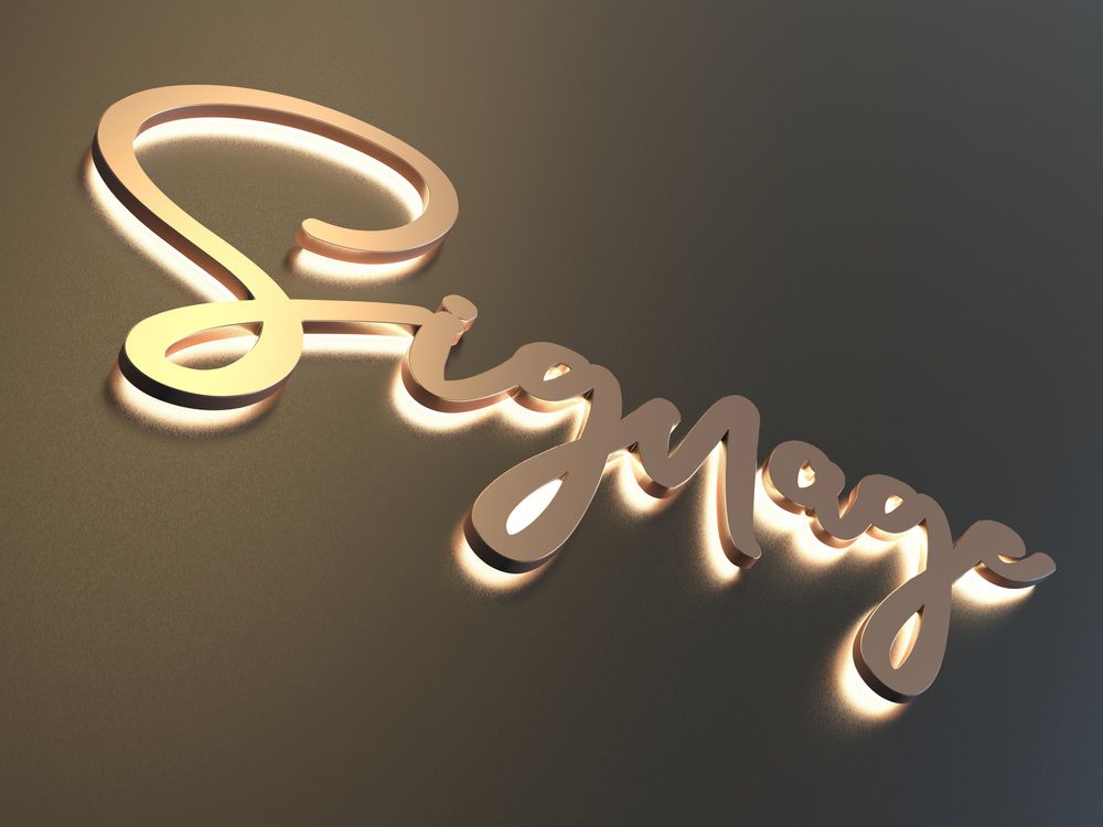 The Word Signage Is Written in Gold on A Black Background — Shogun Signs & Print Pty Ltd in Tweed Heads, QLD