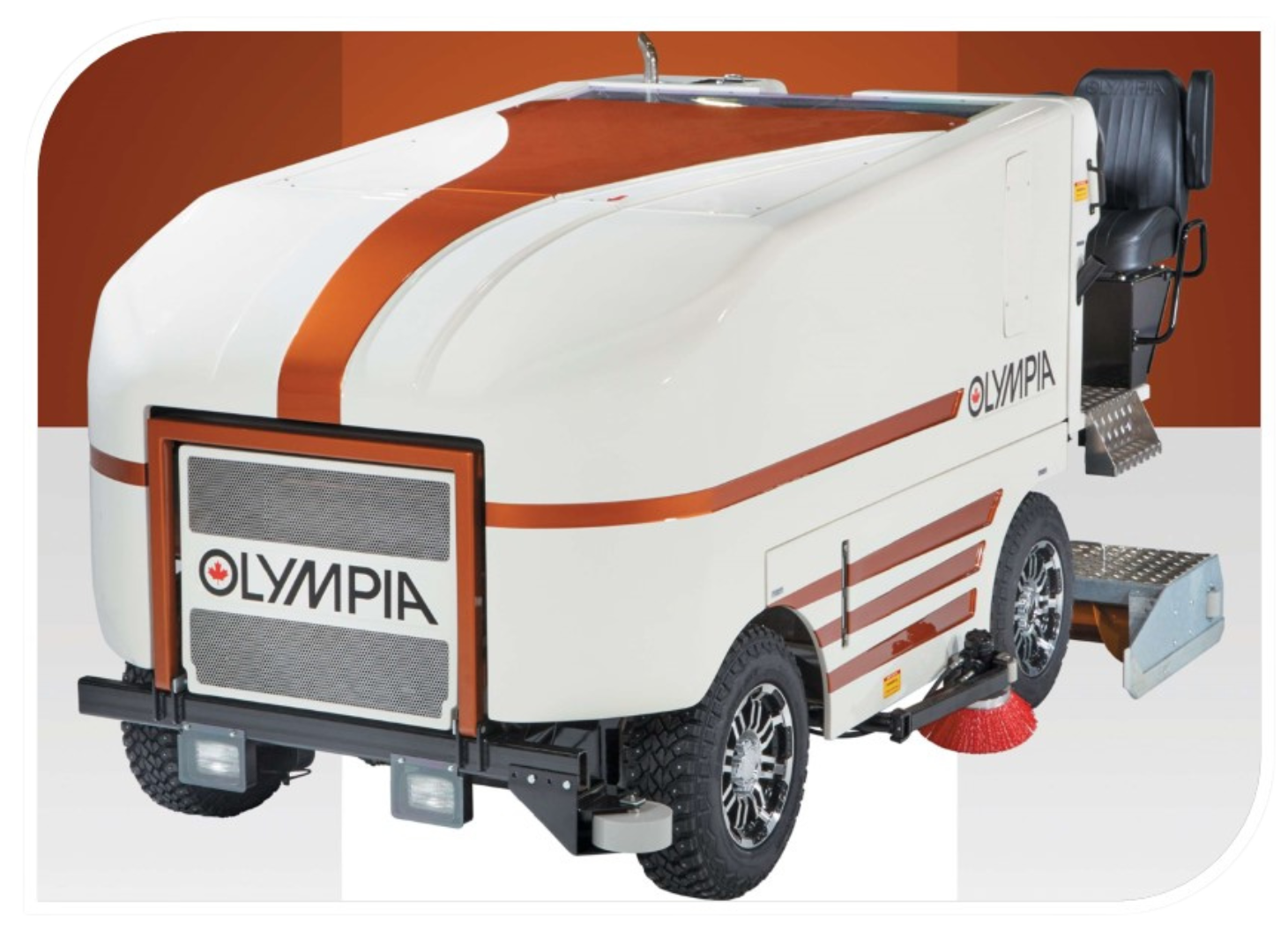 A white and orange olympia vacuum cleaner on a white background