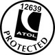 A black and white logo for a company called atol protected