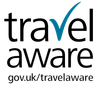 The travel aware logo is a gov.uk/travelaware logo.