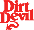 A red dirt devil logo on a white background
