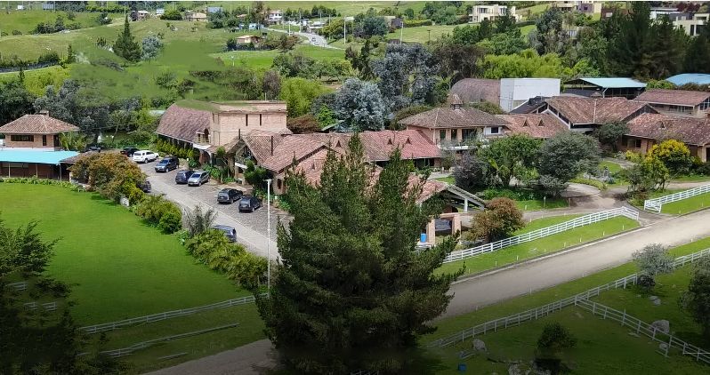 Una vista aérea de una zona residencial con muchas casas y árboles.