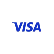 A blue visa logo on a white background