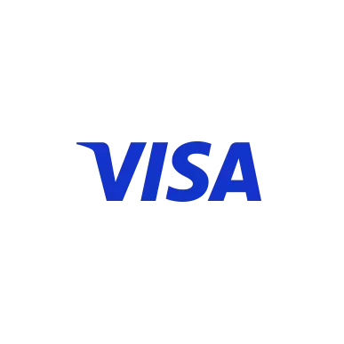 A blue visa logo on a white background